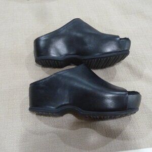 Ecco fur lined wedge platform slip on sandals size 38